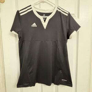 Adidas Shirt with White Stripes - Woman’s Medium